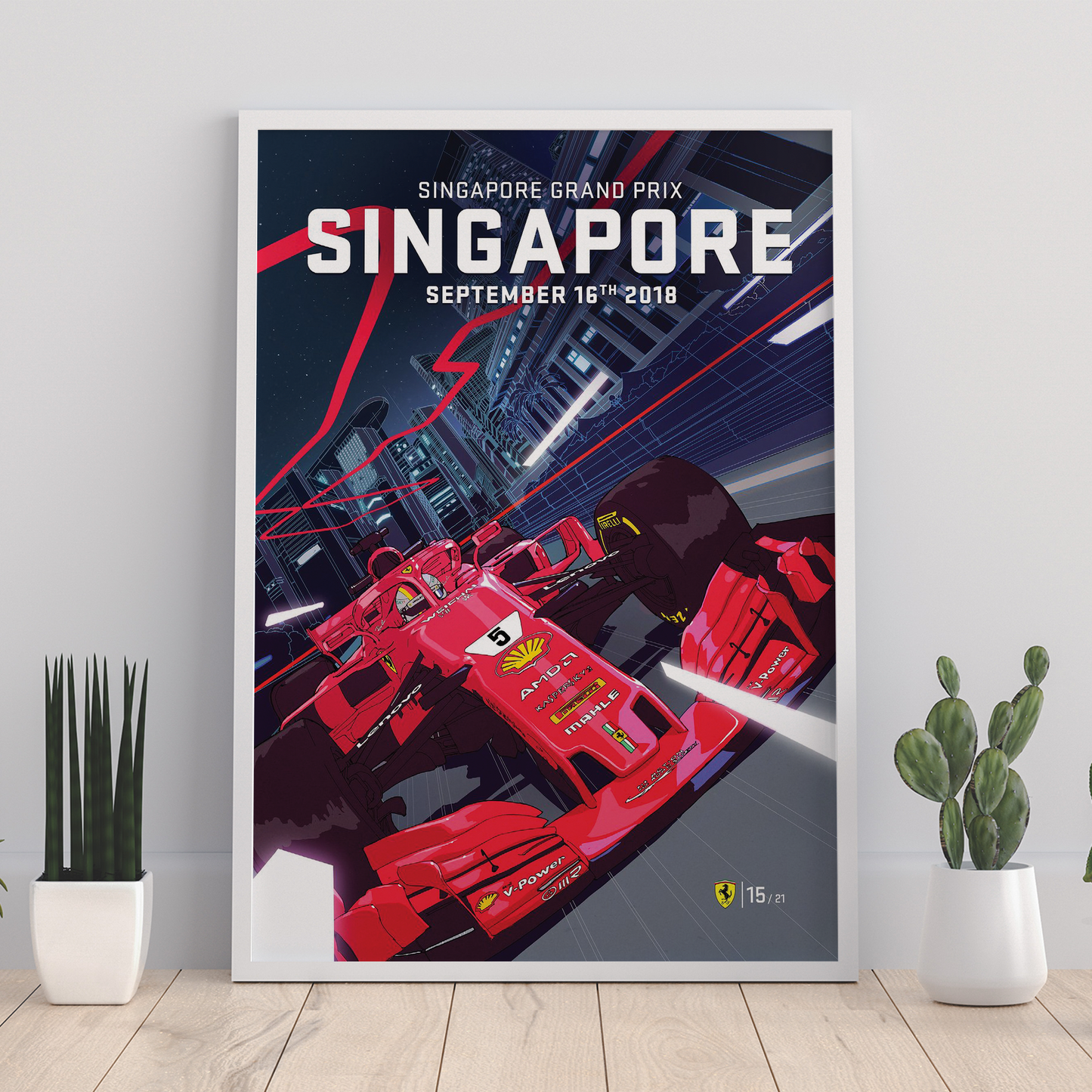a poster of a racing car in singapore