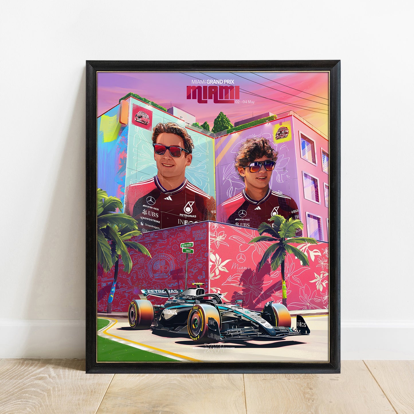 Miami USA 2025 Mercedes F1 Poster