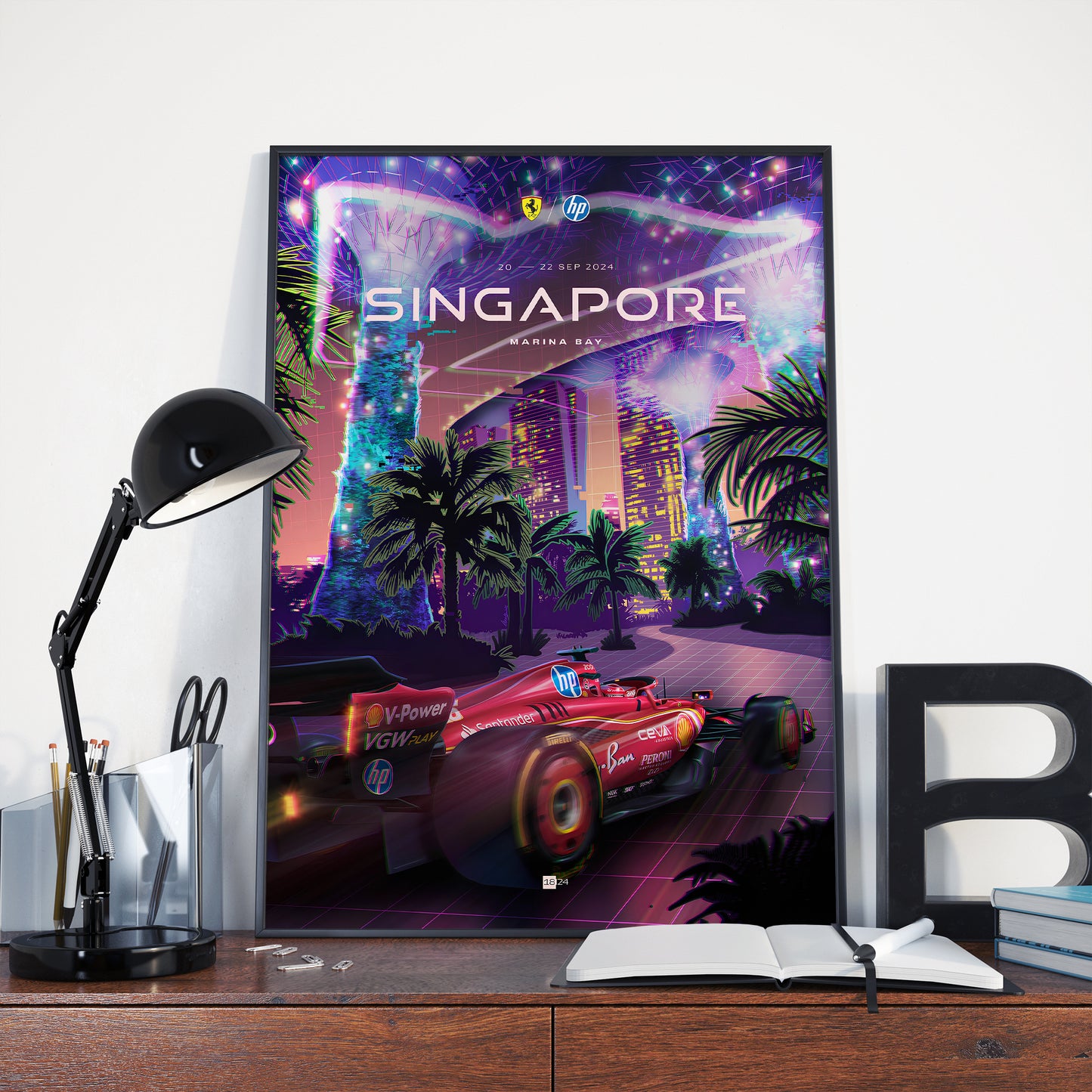 Singapore 2024 Ferrari F1 Poster