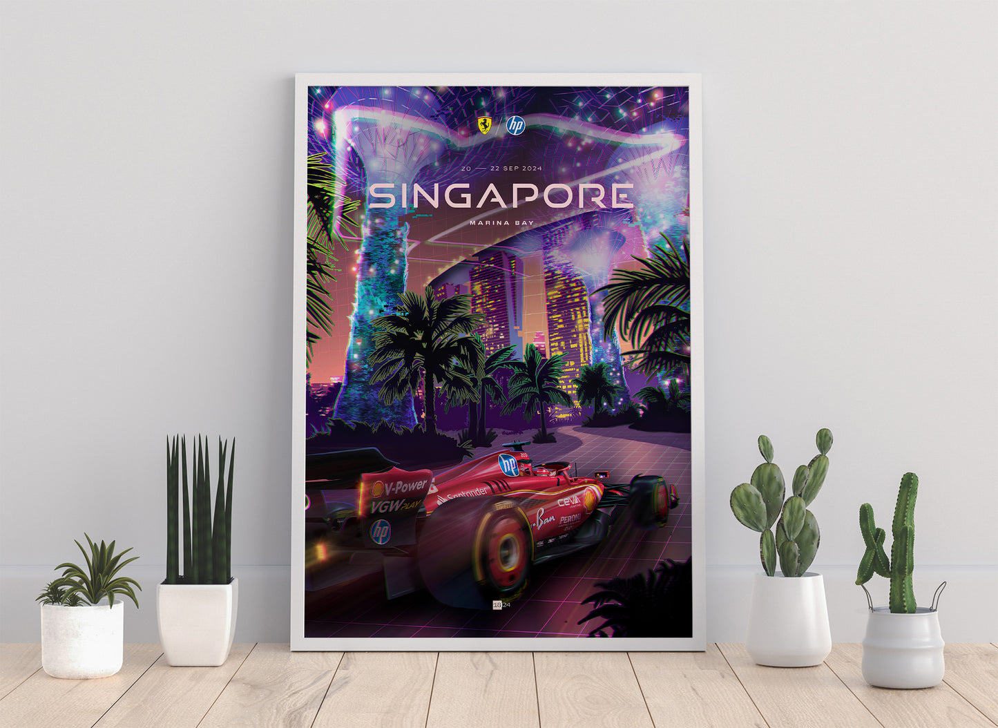Singapore 2024 Ferrari F1 Poster