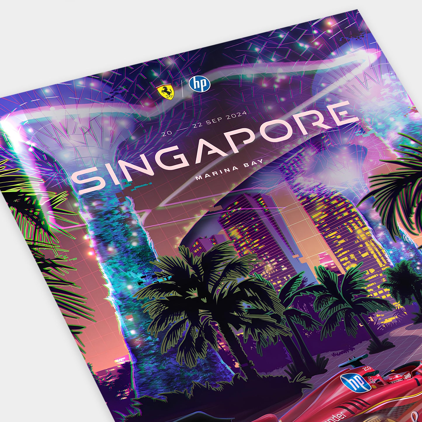 Singapore 2024 Ferrari F1 Poster