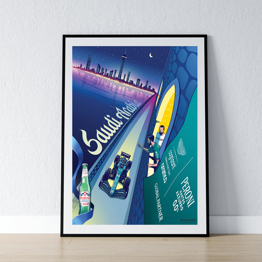 Saudi Arabia 2023 Aston Martin F1 Poster