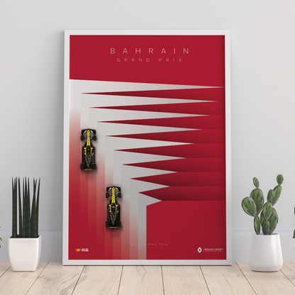 a poster of a race car on a red background