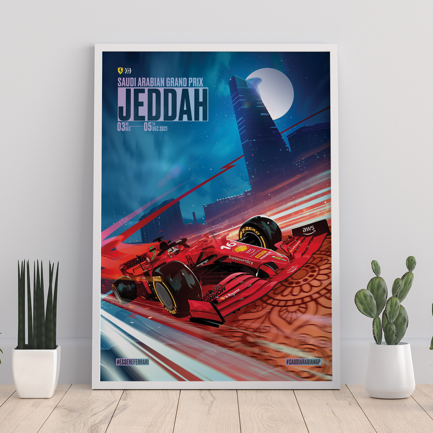 Saudi Arabia 2021 Ferrari F1 Poster