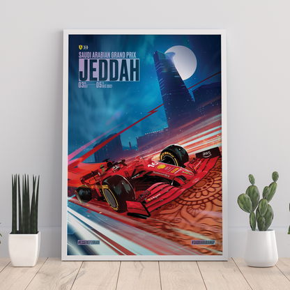 Saudi Arabia 2021 Ferrari F1 Poster