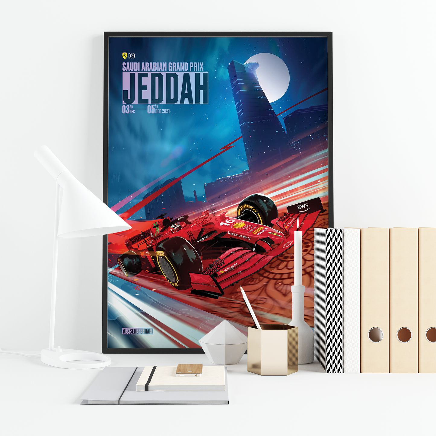 Saudi Arabia 2021 Ferrari F1 Poster