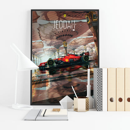 Saudi Arabia 2023 Ferrari F1 Poster