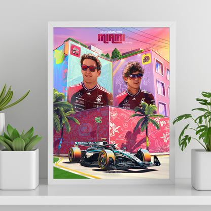 Miami USA 2025 Mercedes F1 Poster