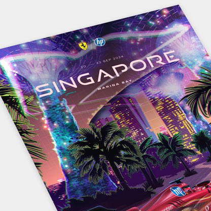 Singapore 2024 Ferrari F1 Poster